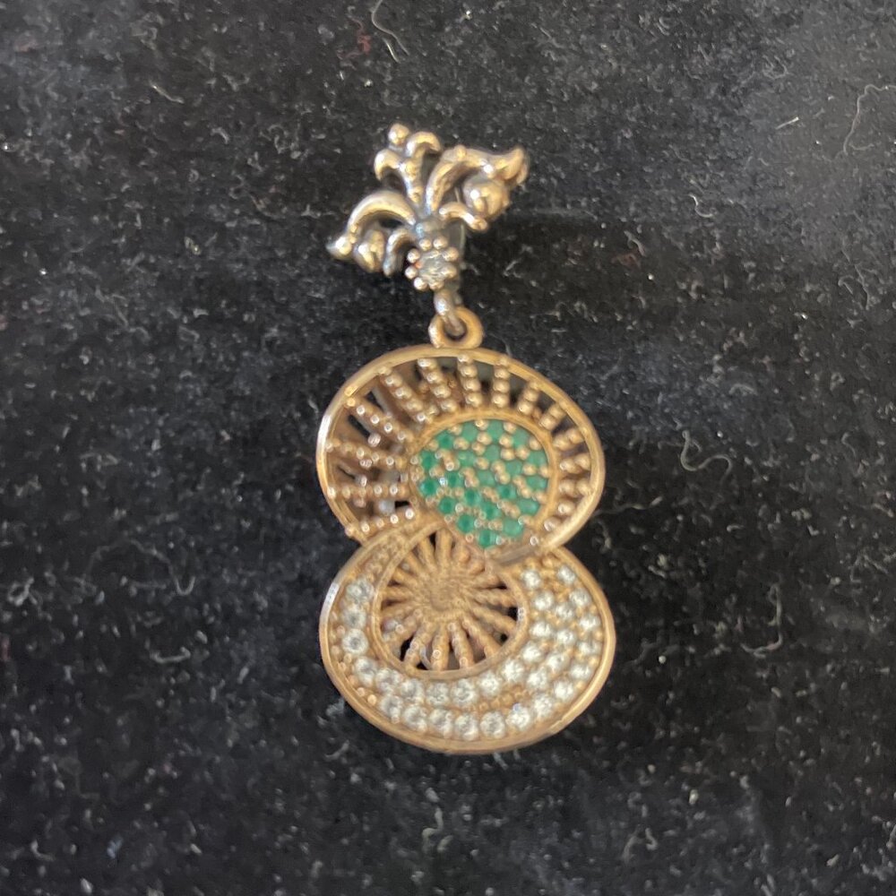 Antique 925 silver and man made gem stone pendant